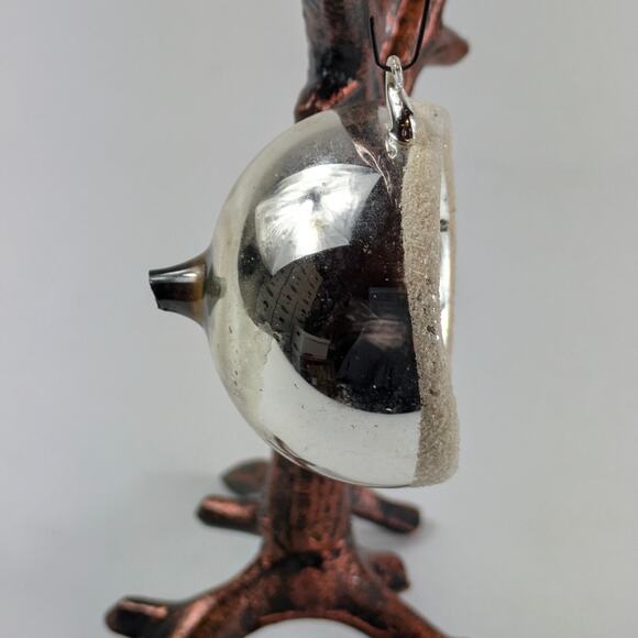 60s Diorama Christmas Ornament Celluloid Gnome Silver Mica Authentic Vtg Holiday - Picture 2 of 7